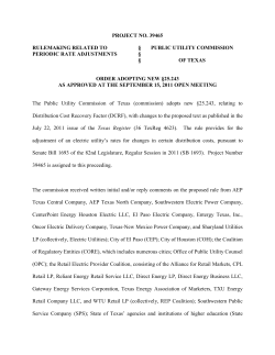 Order Adopting new 25.243 as Approved at the September 15, 2011 Open Meeting
