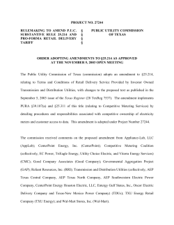 Order Adopting Amendments to 25.214 as Approved at the November 5, 2003 Open Meeting and Published in the Texas Register on November 21, 2003