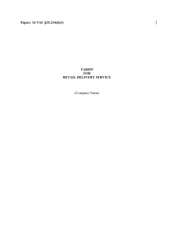 Tariff for Retail Delivery Service - Proposal for Publication