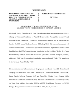 Order Adopting an amendment to 25.214 as Approved at the December 19, 2007 Open Meeting