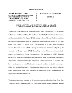 Order Adopting Amendments to 25.214 and 25.272 as Approved at the December 16, 2010 Open Meeting