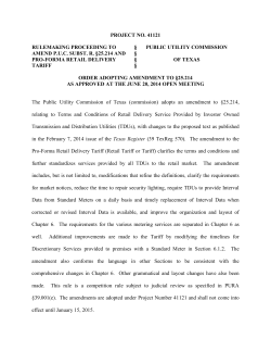 Order Adopting an Amendment to 25.214 as Approved at the June 20, 2014 Open Meeting