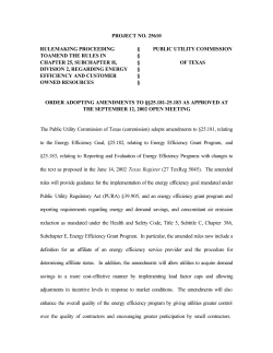 Order Adopting Amendments to 25.181, 25.182 and 25.183 as Approved at the September 12, 2002 Open Meeting and Published in the Texas Register on October 18, 2002