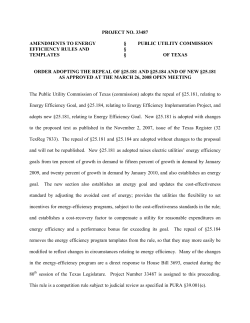 Order Adopting the Repeals of 25.181 and 25.184 and of new 25.181 as Approved at the March 26, 2008 Open Meeting