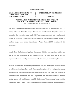 Proposal for Publication of Amendment to 25.173, Goal for Renewable Energy, as Approved at September 18, 2004 Open Meeting