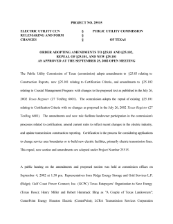 Order Adopting Amendments to 25.83 and 25.102, Repeal of 25.101, and New 25.101 as Approved at the September 25, 2002 Open Meeting and Published in the Texas Register on October 25, 2002