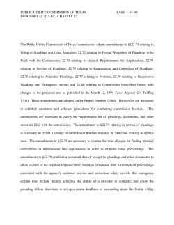 Order Adopting Amendments to Procedural Rules, Subchapter E, 22.71-22.78 and 22.80