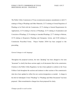 Proposed Amendments to Procedural Rules, Subchapter E, 22.71-22.78 and 22.80