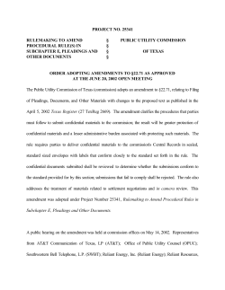 Order Adopting Amendment to 22.71 as Approved at the June 20, 2002 Open Meeting and Published in the Texas Register on July 12, 2002