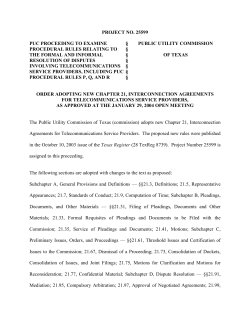 Order Adopting New Chapter 21, Interconnection Agreements for Telecommunications Service Providers