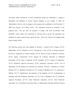 Order Adopting New Chapter 27, Subchapter C, as Approved at the January 25, 2001 Open Meeting and Published in the Texas Register on February 16, 2001