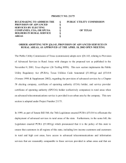 Order Adopting New 26.143 as Approved at the April 18, 2002 Open Meeting and Published in the Texas Register on May 10, 2002