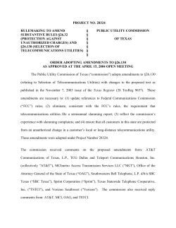 Order Adopting Amendments to 26.130 as Approved at the April 15, 2004 Open Meeting