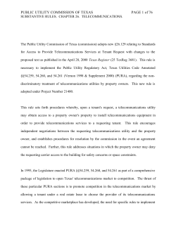 Order Adopting New 26.129 as Approved at the September 7, 2000 Open Meeting and Published in the Texas Register on October 6, 2000