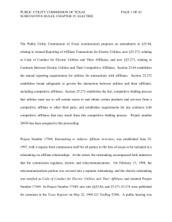 Proposal for Publication of Amendments to 25.84 and New 25.272 and 25.273 as published in the Texas Register on August 20, 1999