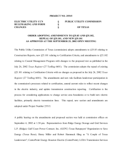 Order Adopting Amendments to 25.83 and 25.102, Repeal of 25.101, and New &sect;25.101 as Approved at the September 25, 2002 Open Meeting and Published in the Texas Register on October 25, 2002