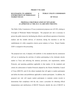 Proposal for Publication of New 25.503 as Approved at the July 25, 2003 Open Meeting and Submitted to the Texas Register