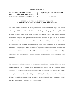 Order Adopting Amendments to 25.503 as Approved at the October 12, 2012 Open Meeting