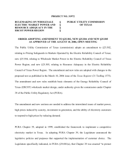 Order Adopting Amendment to 25.502, New 25.504 and 25.505 as Approved at the August 10, 2006 Open Meeting