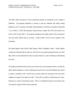 Proposal for Publication of Amendments to 25.5 as Published in the October 22, 1999 Texas Register