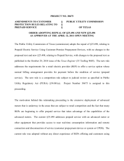 Order Adopting Repeal of 25.498 and new 25.498 as Approved at the April 14, 2011 Open Meeting