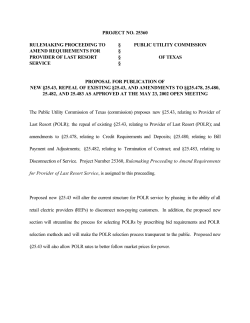 Proposed Repeal of 25.43, New 25.43, Amended 25.478, 25.480, 25.482, 25.483 as Published in the Texas Register on June 7, 2002