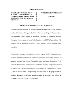 Proposed New 25.476 as Published in the Texas Register on May 18, 2001