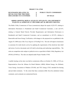 Order Adopting Repeal of 24.475, New 25.475, and amendment to 25.476 as Approved at the February 20, 2009 Open Meeting