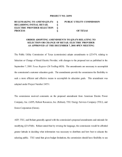 Order Adopting Amendments to 25.474 as Approved at the December 7, 2001 Open Meeting and Published in the Texas Register on January 4, 2002