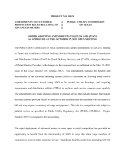 Order Adopting amendments to 25.214 and 25.474 as Approved at the Oct. 27, 2011 Open Meeting