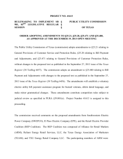 Order Adopting Amendments to 25.21 25.28, 25.471 and 25.480 as Approved at the December 19, 2013 Open Meeting