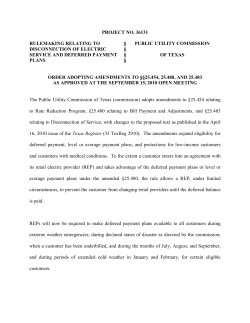 Order Adopting Amendment to 25.454, 25.480 and 25.483 as Approved at the September 15, 2010 Open Meeting