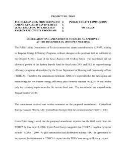 Order Adopting Amendments to 25.453 as Approved at the December 18, 2003 Open Meeting and Published in the Texas Register on January 9, 2004