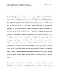 Order Adopting New 25.90, 25.91 and 25.401 as Approved at the August 10, 2000 Open Meeting and Published in the Texas Register on August 25, 2000