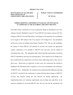 Order Adopting Amendments to 25.362 and new 25.363 as Approved at the October 9, 2003 Open Meeting and Published in the Texas Register on October 31, 2003