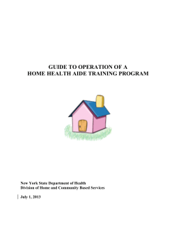Guide to Operation of a Home Health Aide Training Program