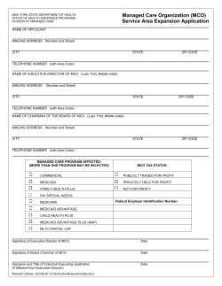 Managed Care Organization (MCO) Service Area Expansion Applications