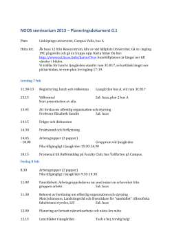 Doktorandseminarium 2013 NOOS 7-8 februari
