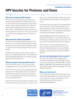 HPV Preteen/Teen Fact Sheet