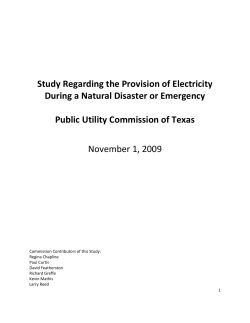Study Regarding the Provision of Electricity During a Natural Disaster or Emergency