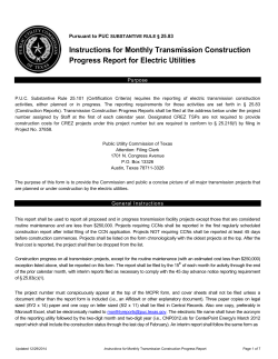 Monthly Construction Progress Report - Instructions