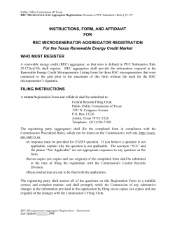 REC MicroGenerator Aggregator Registration Form Instructions