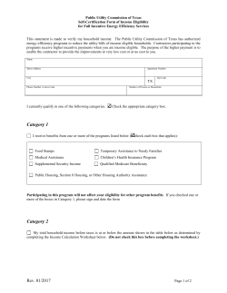 Self-Certification Form of Income Eligibility