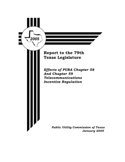 Effects of PURA Ch 58 and 59 Telecommunications Incentive Regulation
