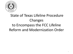 FCC Lifeline Reform and Modernization Order Presentation