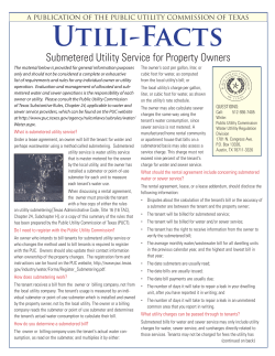Tenant Guide to Submetered Water or Wastewater Service
