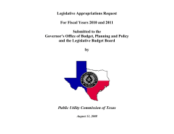 Legislative Appropriations Request, 2010-2011