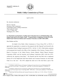 PUCT Comments to Commodities Futures Trading Commission on Volcker Rule - April 16, 2012