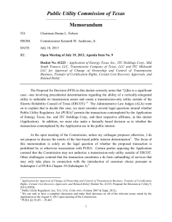 Entergy-ITC Transaction Approval Authority Memo - July 18, 2013
