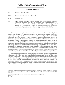Entergy-ITC Legal Issues and Public Interest Considerations Memo - August 9, 2013